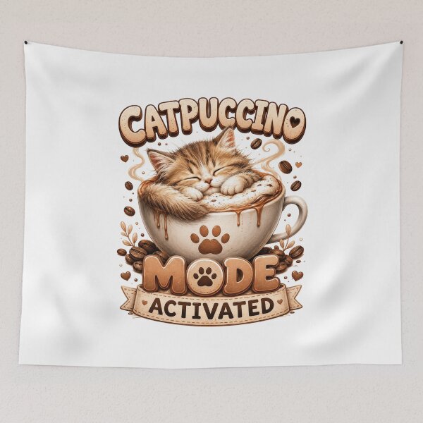 Item preview, Catpuccino Mode Activated Cute Cat Coffee designed and sold by pradeepvisuals.