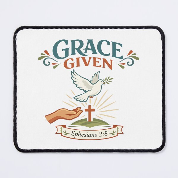 Item preview, Grace Given Christian Dove & Cross – Ephesians 2:8 Bible Verse Art designed and sold by stylishdzign.
