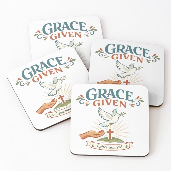 Item preview, Grace Given Christian Dove & Cross – Ephesians 2:8 Bible Verse Art designed and sold by stylishdzign.