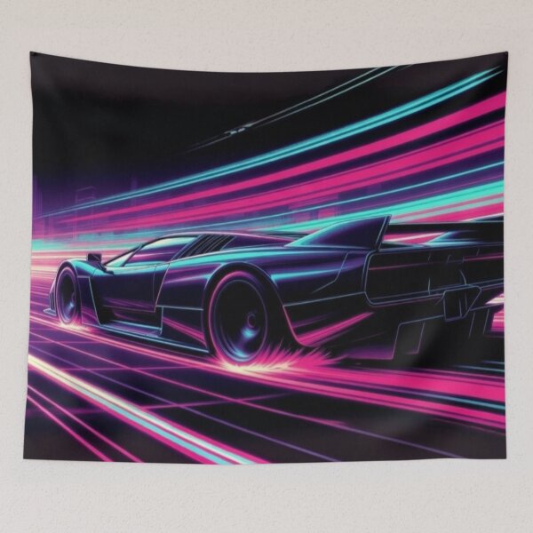 Item preview, Retro Synthwave Supercar Neon Speed | Cyberpunk Sunset Car Art designed and sold by Nexus Space.