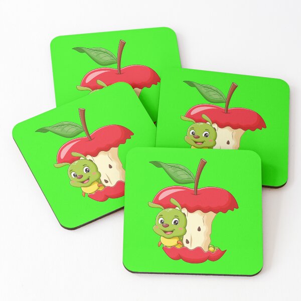 Item preview, Cute Worm in Apple Core Cartoon Kawaii Art designed and sold by SolutionsArt.