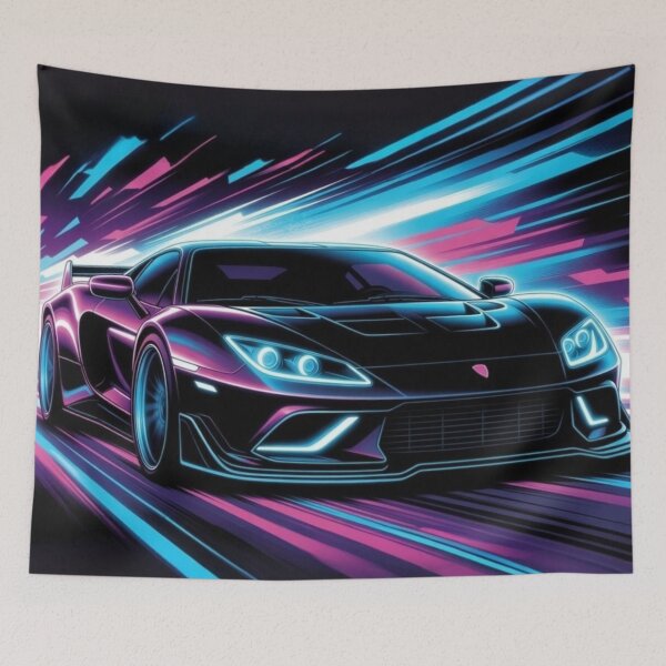 Item preview, Neon Hypercar Speed | Synthwave Cyberpunk Racing Digital Art designed and sold by Nexus Space.