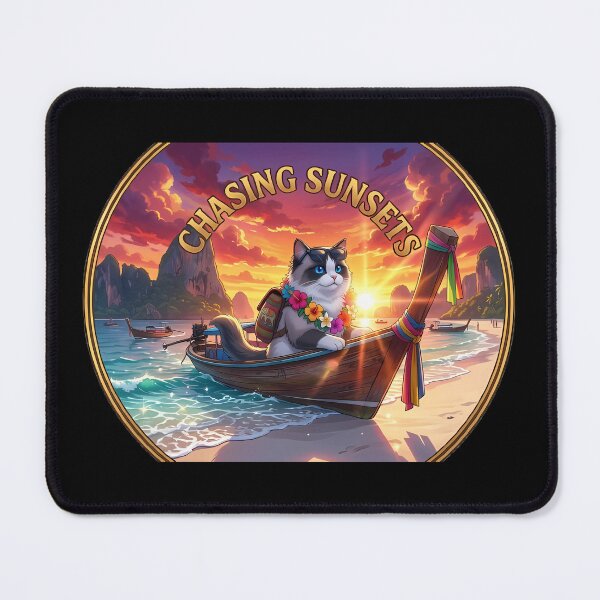 Item preview, Phuket Beach Longtail Boat Ragdoll Print: Chasing Sunsets designed and sold by MossyAndPearl.