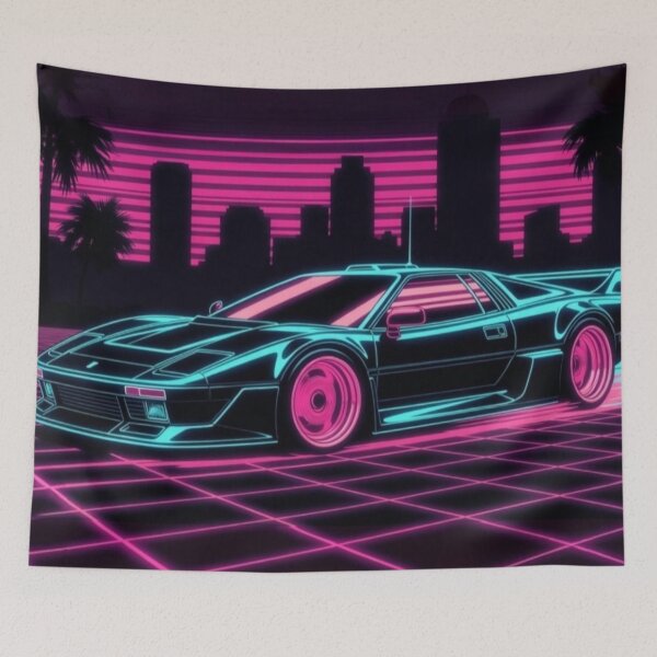 Item preview, Retro Synthwave Supercar | Neon City Outrun Digital Art designed and sold by Nexus Space.