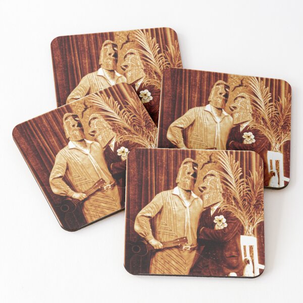 Item preview, Tiki wedding aloha vintage photo collage Moai Ukulele South Seas designed and sold by Luzi Illustrella.