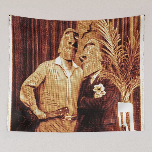 Item preview, Tiki wedding aloha vintage photo collage Moai Ukulele South Seas designed and sold by Luzi Illustrella.