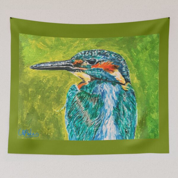 Item preview, Kingfisher Headshot: Acrylic Painted designed and sold by Charlotte's Shop of Bird Stuff.