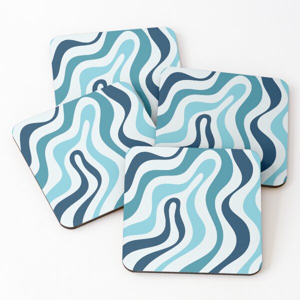 Item preview, Liquid Swirl Retro Abstract in Deep Navy Blue , Light Teal, and Medium Teal Blue, Cream, and White designed and sold by Differenceee.
