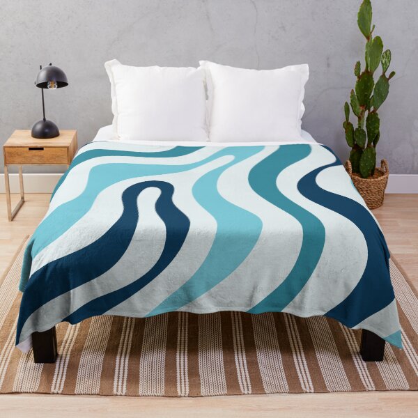 Item preview, Liquid Swirl Retro Abstract in Deep Navy Blue , Light Teal, and Medium Teal Blue, Cream, and White designed and sold by Differenceee.