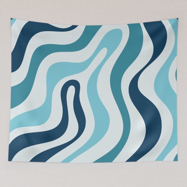 Item preview, Liquid Swirl Retro Abstract in Deep Navy Blue , Light Teal, and Medium Teal Blue, Cream, and White designed and sold by Differenceee.