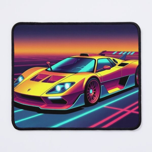 Item preview, Retro Synthwave Supercar Sunset | Neon Vaporwave Sports Car | Outrun Aesthetic | Futuristic Car Wall Art designed and sold by Nexus Space.
