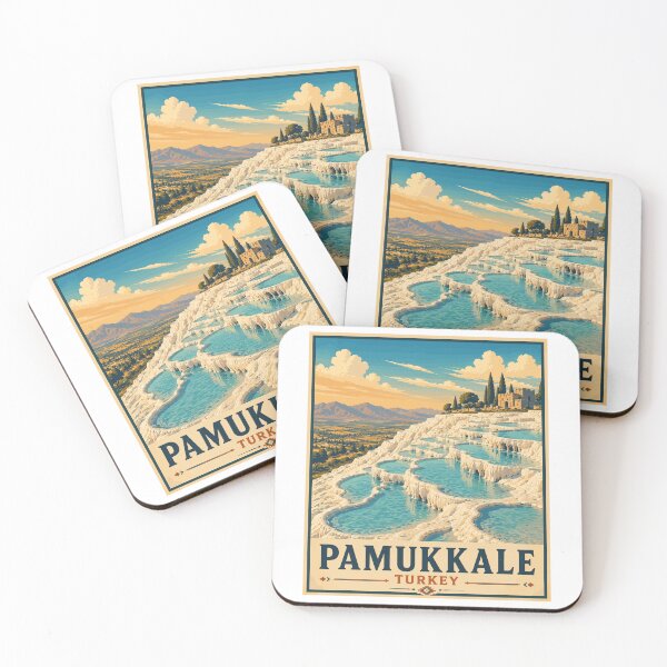 Item preview, Pamukkale in Turkey, Vintage Art Travel Landscape designed and sold by MaateoDesign.
