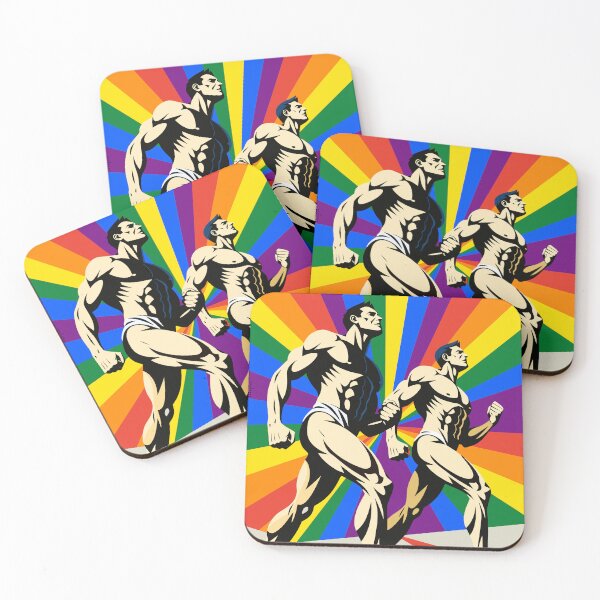 Item preview, Bold Rainbow Pride March – Retro Propaganda Style Gay Art designed and sold by gayishdesign.