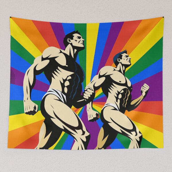 Item preview, Bold Rainbow Pride March – Retro Propaganda Style Gay Art designed and sold by gayishdesign.