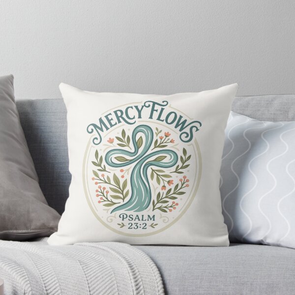 Item preview, Mercy Flows Christian Cross – Psalm 23:2 Bible Verse Art designed and sold by stylishdzign.