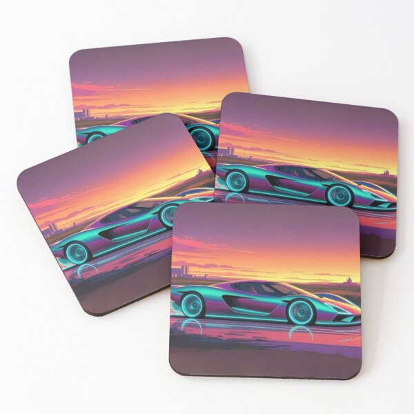 Item preview, Synthwave Neon Supercar Sunset | Retro Futuristic Sports Car | Vaporwave Automotive Art | Outrun Wall Decor designed and sold by Nexus Space.