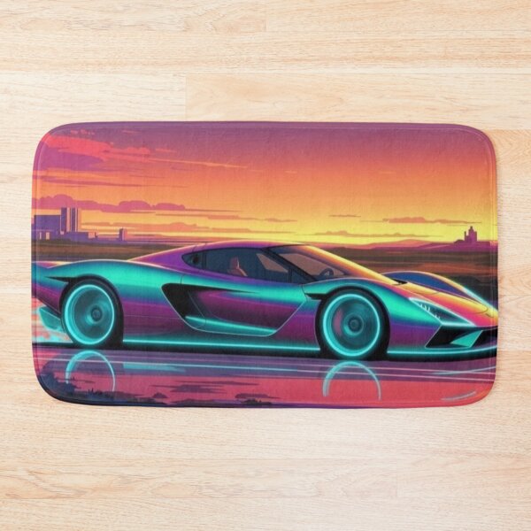 Item preview, Synthwave Neon Supercar Sunset | Retro Futuristic Sports Car | Vaporwave Automotive Art | Outrun Wall Decor designed and sold by Nexus Space.