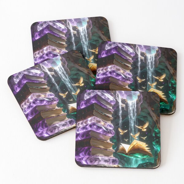 Item preview, Crystal Library Cave – Floating Magic Book Fantasy Art designed and sold by AnimalAirtistry.