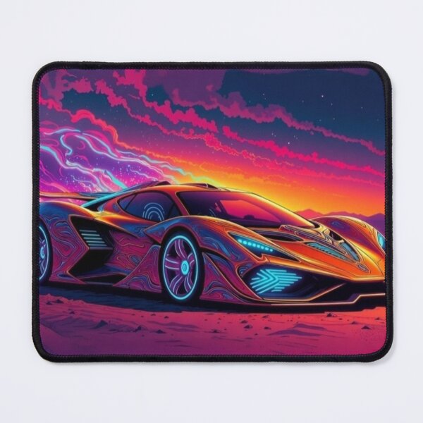 Item preview, Neon Hypercar at Synthwave Sunset | Retro Futuristic Supercar | Vaporwave Sports Car | Outrun Digital Art designed and sold by Nexus Space.