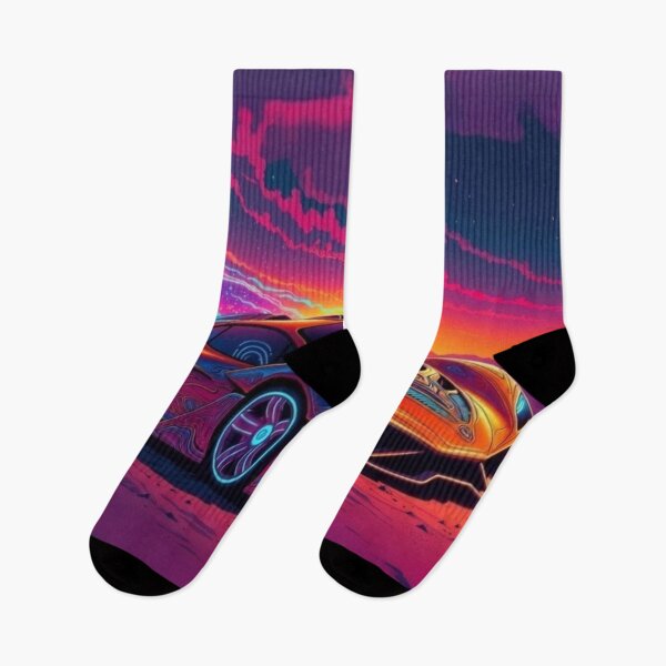 Item preview, Neon Hypercar at Synthwave Sunset | Retro Futuristic Supercar | Vaporwave Sports Car | Outrun Digital Art designed and sold by Nexus Space.