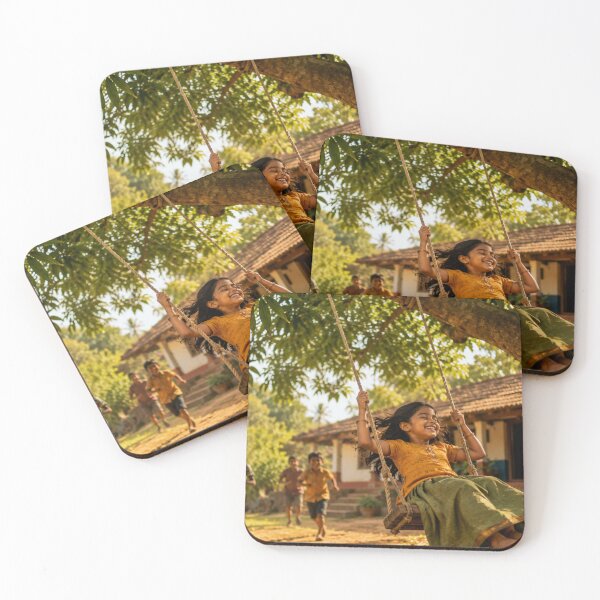 Item preview, Kids Swinging on a Tree Rope Swing – Indian Village Childhood designed and sold by BhavyaMR.