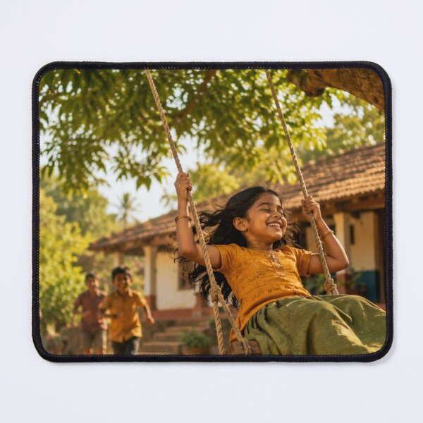 Item preview, Kids Swinging on a Tree Rope Swing – Indian Village Childhood designed and sold by BhavyaMR.