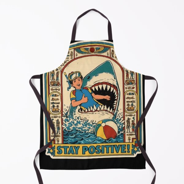 Item preview, Stay Positive Funny Shark Attack Egyptian Hieroglyphics Retro Graphic designed and sold by Shakhbata-1.
