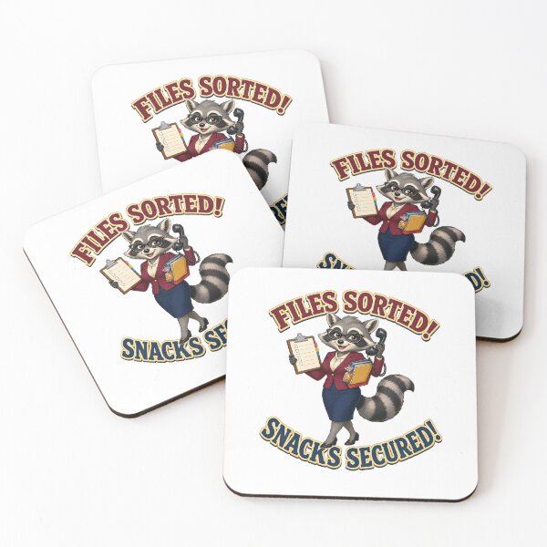 Item preview, Funny Raccoon Secretary Files and Snacks Design designed and sold by Kolibra.