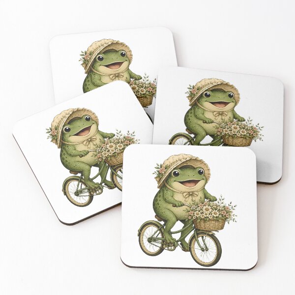 Item preview, Me on My Way to Get a Little Treat" — Cottagecore Frog Bicycle designed and sold by BumbleBloom7.