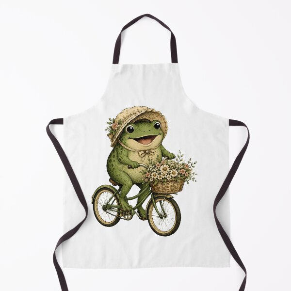 Item preview, Me on My Way to Get a Little Treat" — Cottagecore Frog Bicycle designed and sold by BumbleBloom7.