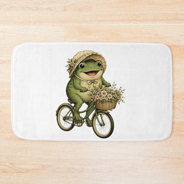 Item preview, Me on My Way to Get a Little Treat" — Cottagecore Frog Bicycle designed and sold by BumbleBloom7.