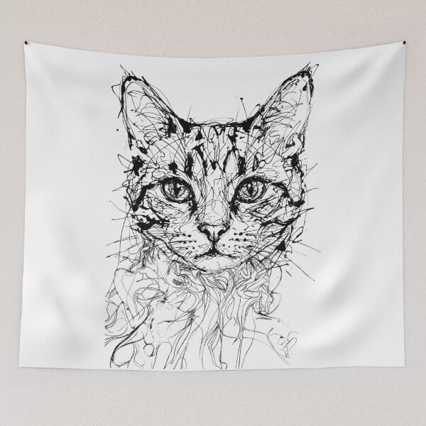 Item preview, Cat Sketch Ink Line Art Portrait designed and sold by caracatita75.