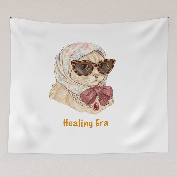Item preview, Healing Era Cat | Funny Self Care Kitty with Margarita | Fluffy Cat Aesthetic designed and sold by SoftPawsAtelier.