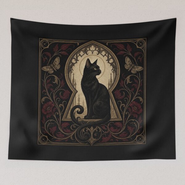 Item preview, Black Cat Gothic Keyhole designed and sold by PixelToPress.