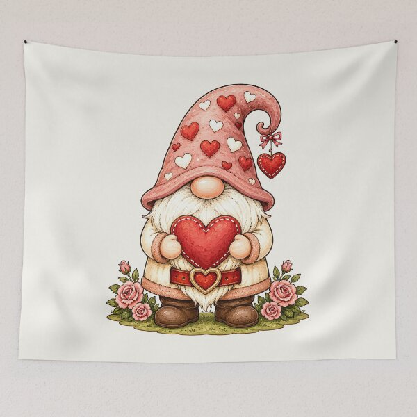 Item preview, Valentine Gnome Holding a Heart Among Roses designed and sold by Victor Shadehorn.