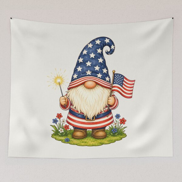 Item preview, Patriotic Gnome with Flag and Sparkler designed and sold by Victor Shadehorn.