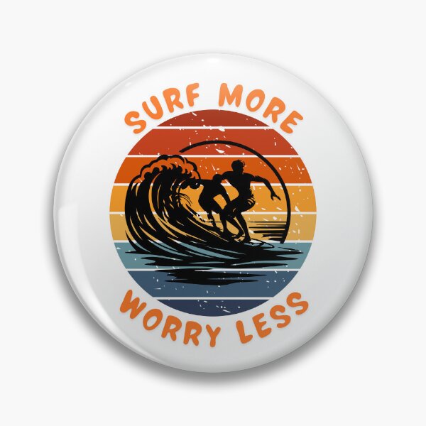 Item preview, Surf More Worry Less Retro Surfing | Vintage Sunset Wave Surfer Graphic | Beach Lover Gift designed and sold by Noble-Piece.
