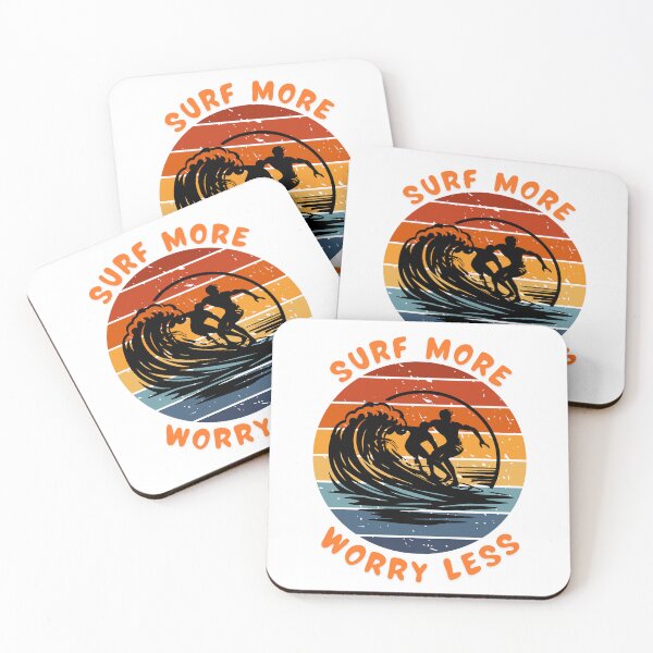 Item preview, Surf More Worry Less Retro Surfing | Vintage Sunset Wave Surfer Graphic | Beach Lover Gift designed and sold by Noble-Piece.