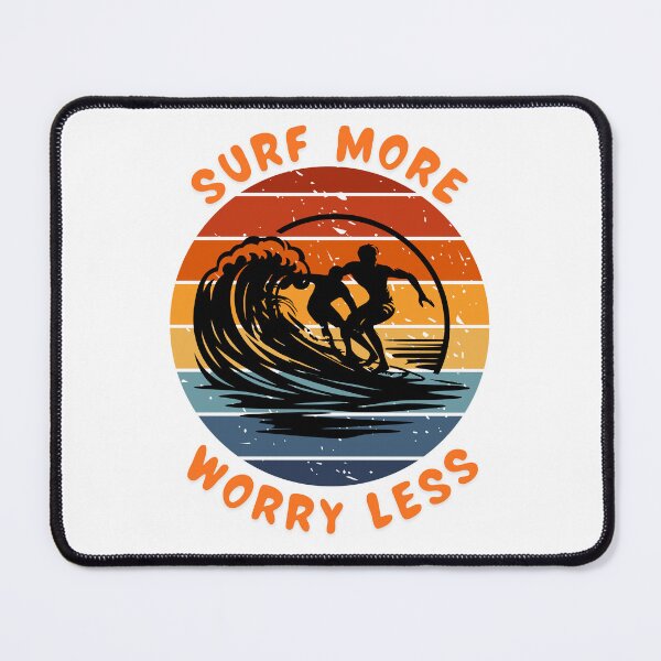 Item preview, Surf More Worry Less Retro Surfing | Vintage Sunset Wave Surfer Graphic | Beach Lover Gift designed and sold by Noble-Piece.