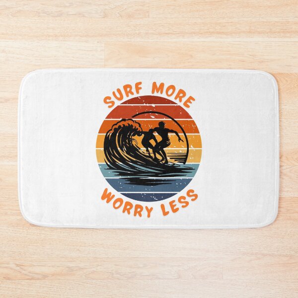 Item preview, Surf More Worry Less Retro Surfing | Vintage Sunset Wave Surfer Graphic | Beach Lover Gift designed and sold by Noble-Piece.