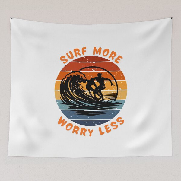 Item preview, Surf More Worry Less Retro Surfing | Vintage Sunset Wave Surfer Graphic | Beach Lover Gift designed and sold by Noble-Piece.