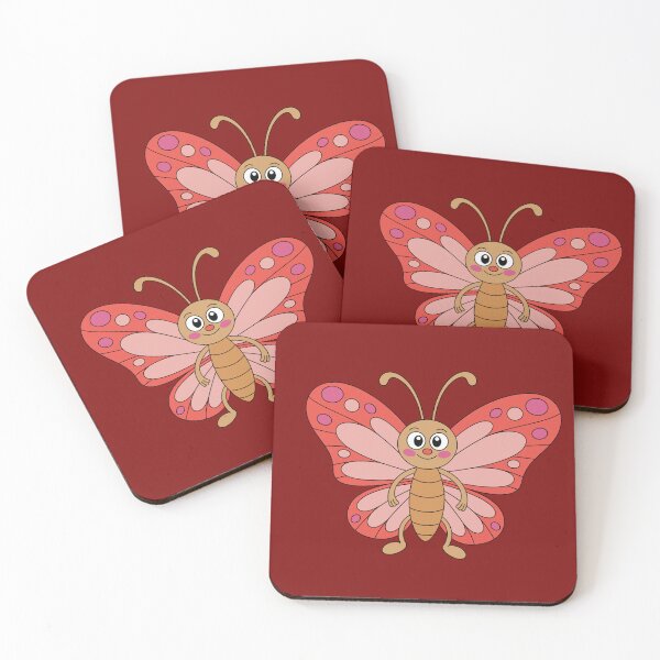 Item preview, Cute Pink Butterfly Cartoon Kawaii Insect Art designed and sold by SolutionsArt.