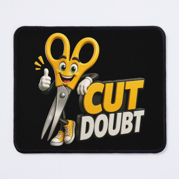 Item preview, Cut Doubt Scissors Mascot Design designed and sold by TinyHeroLab.