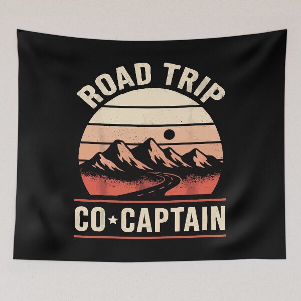 Item preview, Road Trip Co Captain - Retro Vintage Mountain Sunset Art designed and sold by BendyBeasts.