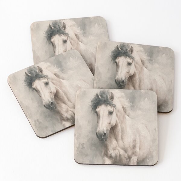 Item preview, White Arabian Horse Oil Painting | Majestic Running Horse Wall Art | Neutral Equestrian Decor | Elegant Horse Portrait Prin designed and sold by Artforhorse.