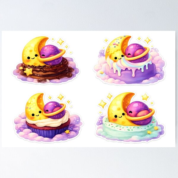 Item preview, Cute Crescent Cake  Sticker Set designed and sold by ArtworkStratos.