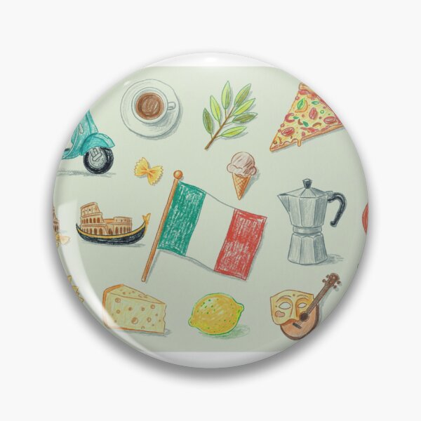 Item preview, A graphic featuring imagery associated with Italy, designed in an Italian style—rendered in colored pencil. designed and sold by Knock on my door.