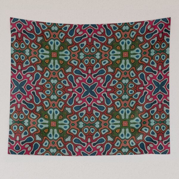 Item preview, Turquoise Azure Blue Orange Pink Red Green Hip Orient Bali Art designed and sold by LC Graphic Design Studio.