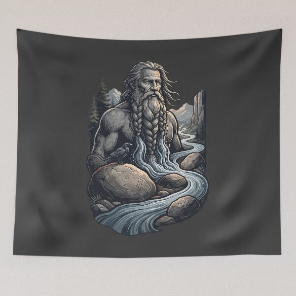 Item preview, Bearded Viking River Spirit Mythic Art designed and sold by MythicCotton.