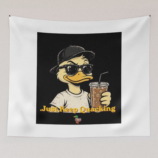 Item preview, Just Keep Quacking Cute Duck with Coffee | Funny Kawaii Duck T-Shirt designed and sold by Penguin Mood .